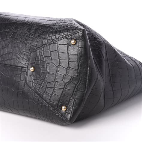 CHANEL Calfskin Crocodile Embossed Large Cocodile